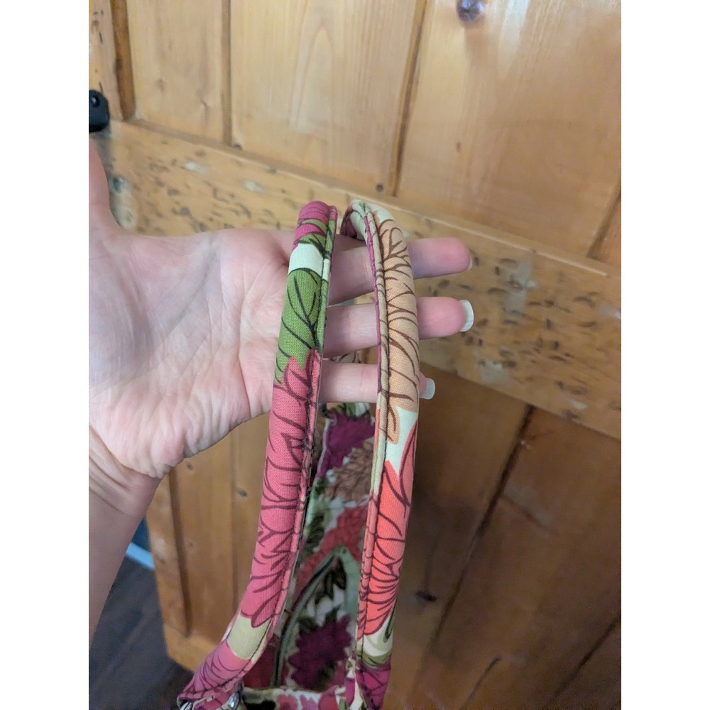 Vera Bradley Hello Dahlia Retired Quilted Cotton Hobo Shoulder Bag Pink Green - Picture 4 of 5